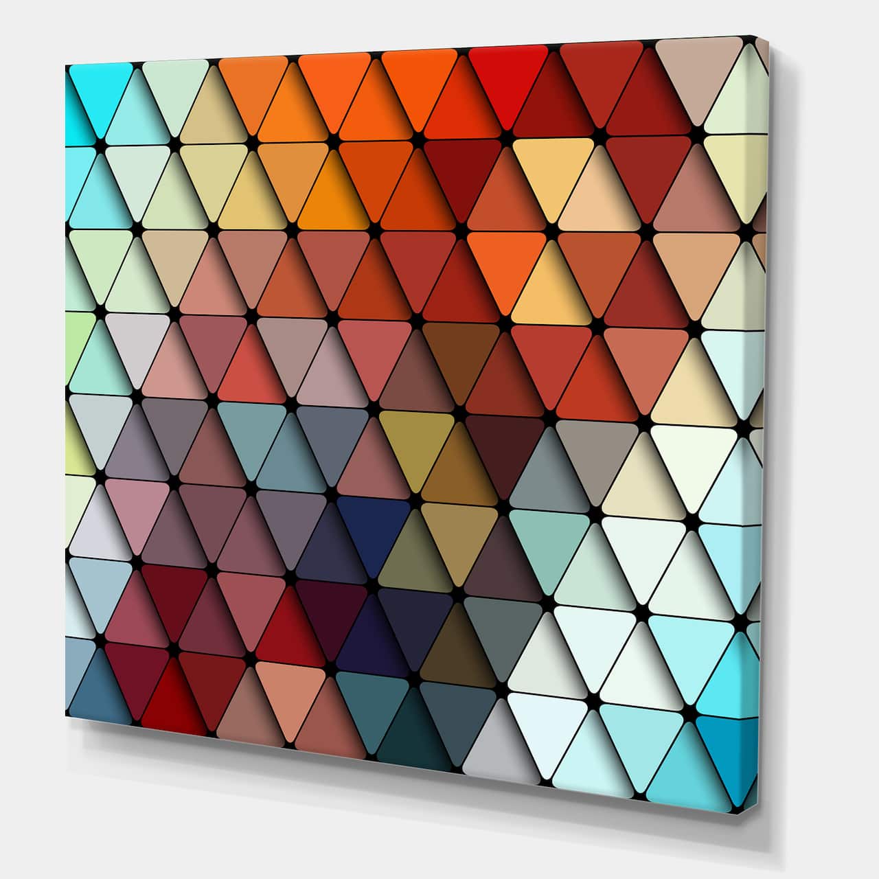 Designart - 3Dd Geometry in Shades of Blue and Red - Modern & Contemporary Premium Canvas Wall Art